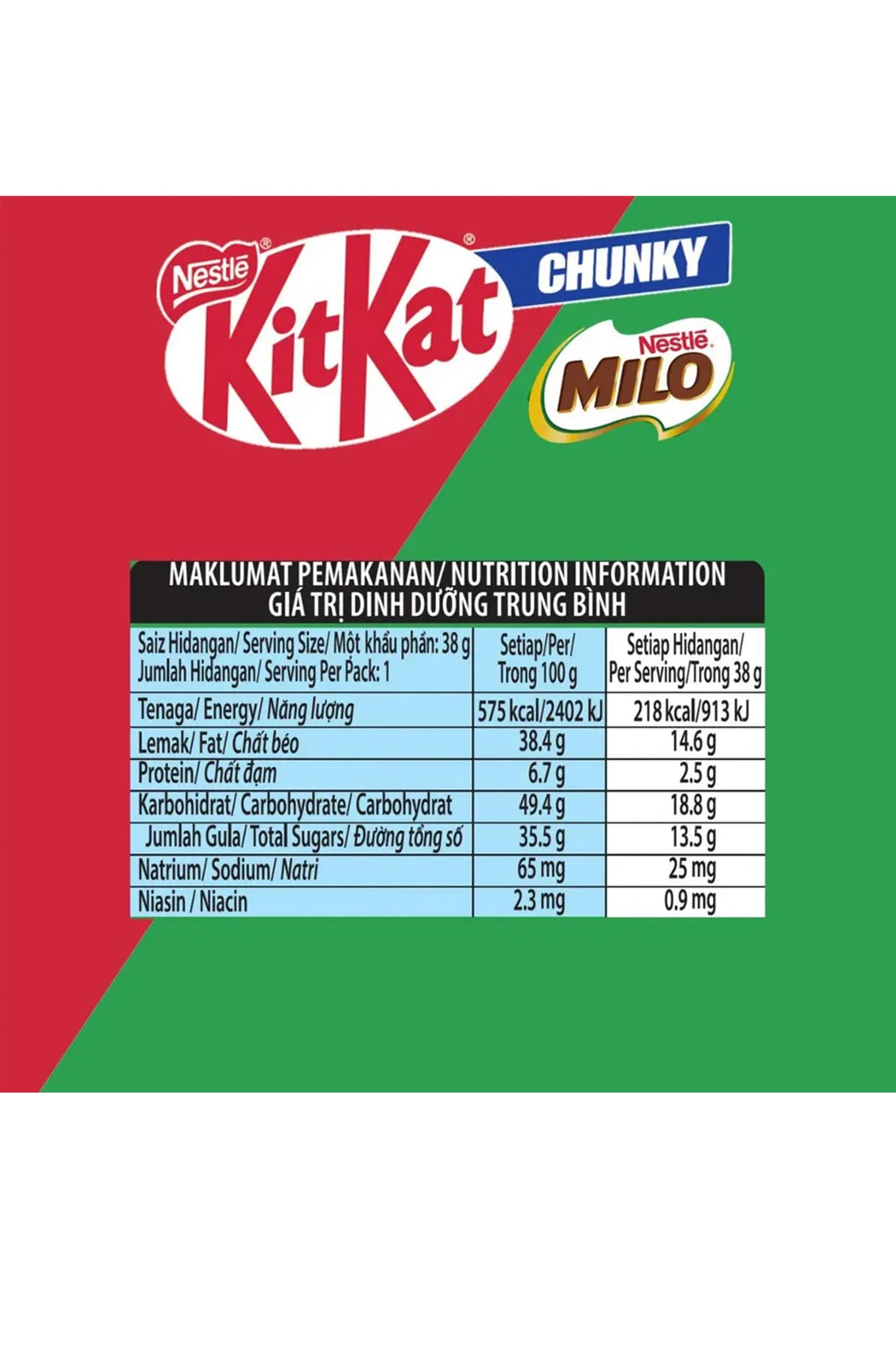 Kitkat Milo Chunky Chocolate Bar 38g