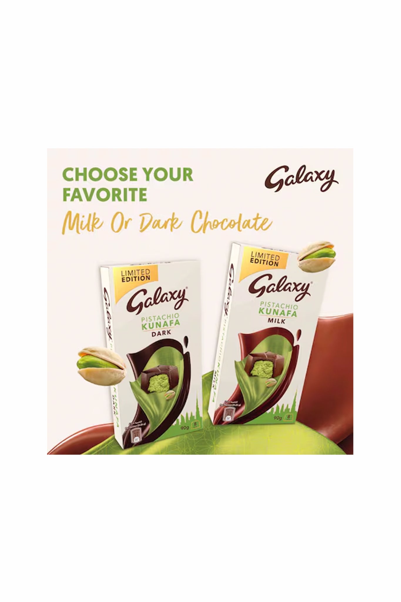 Galaxy Pistachio Kunafa Milk Chocolate 90g