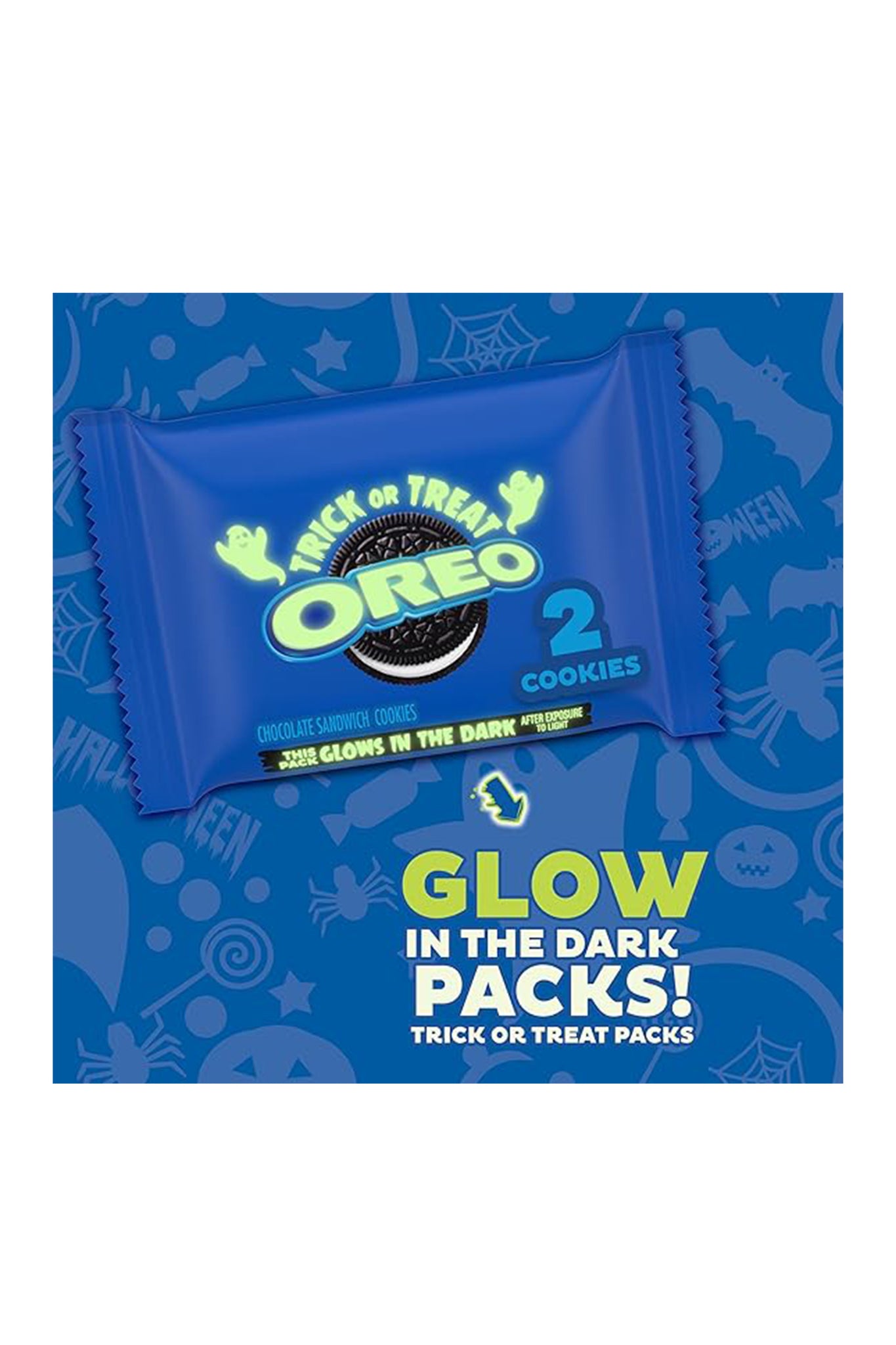 OREO GLOW Halloween Trick or Treat Chocolate Sandwich Cookies, 25 Snack Packs (2 Cookies Per Pack)