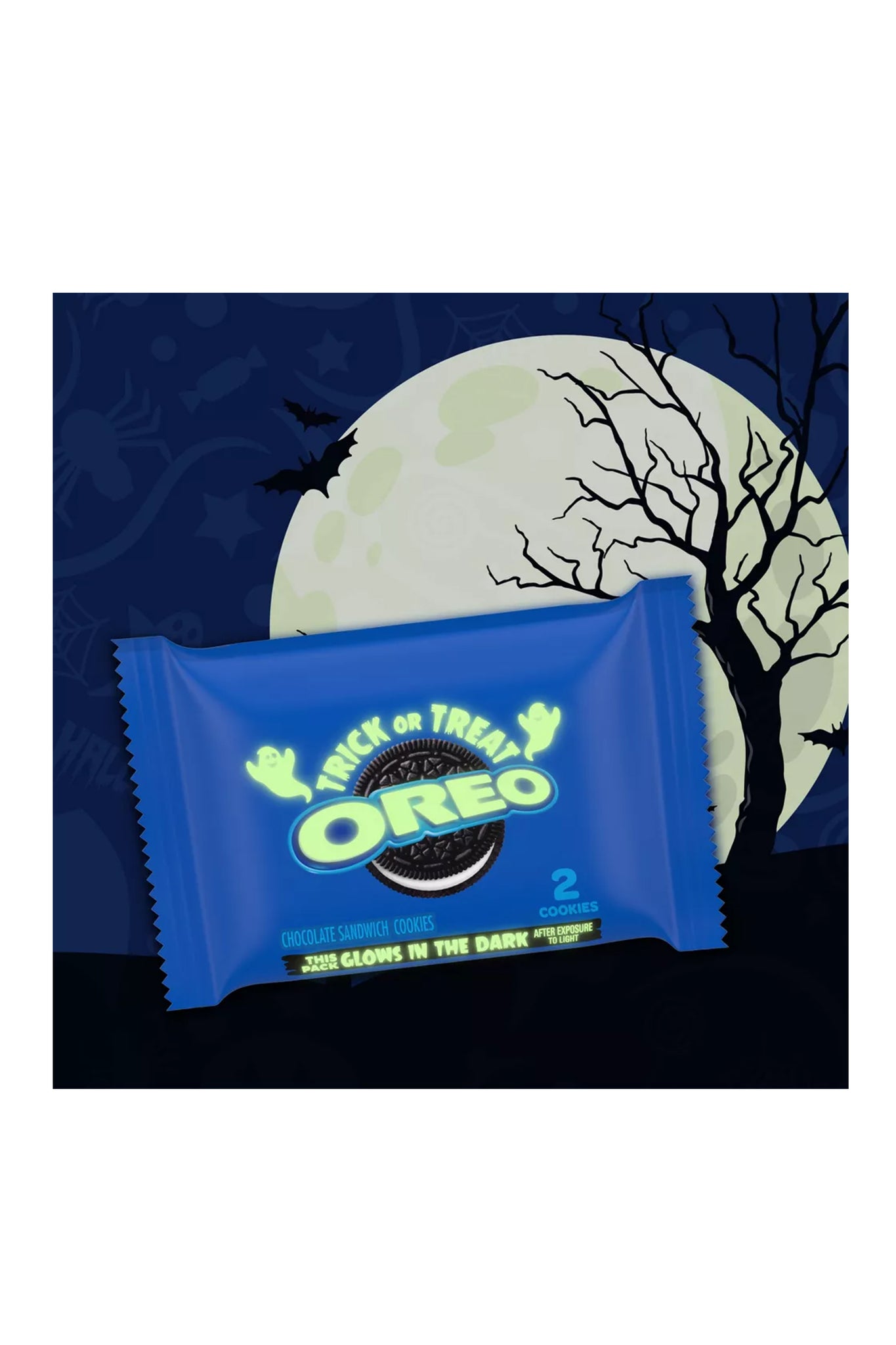 OREO GLOW Halloween Trick or Treat Chocolate Sandwich Cookies, 25 Snack Packs (2 Cookies Per Pack)