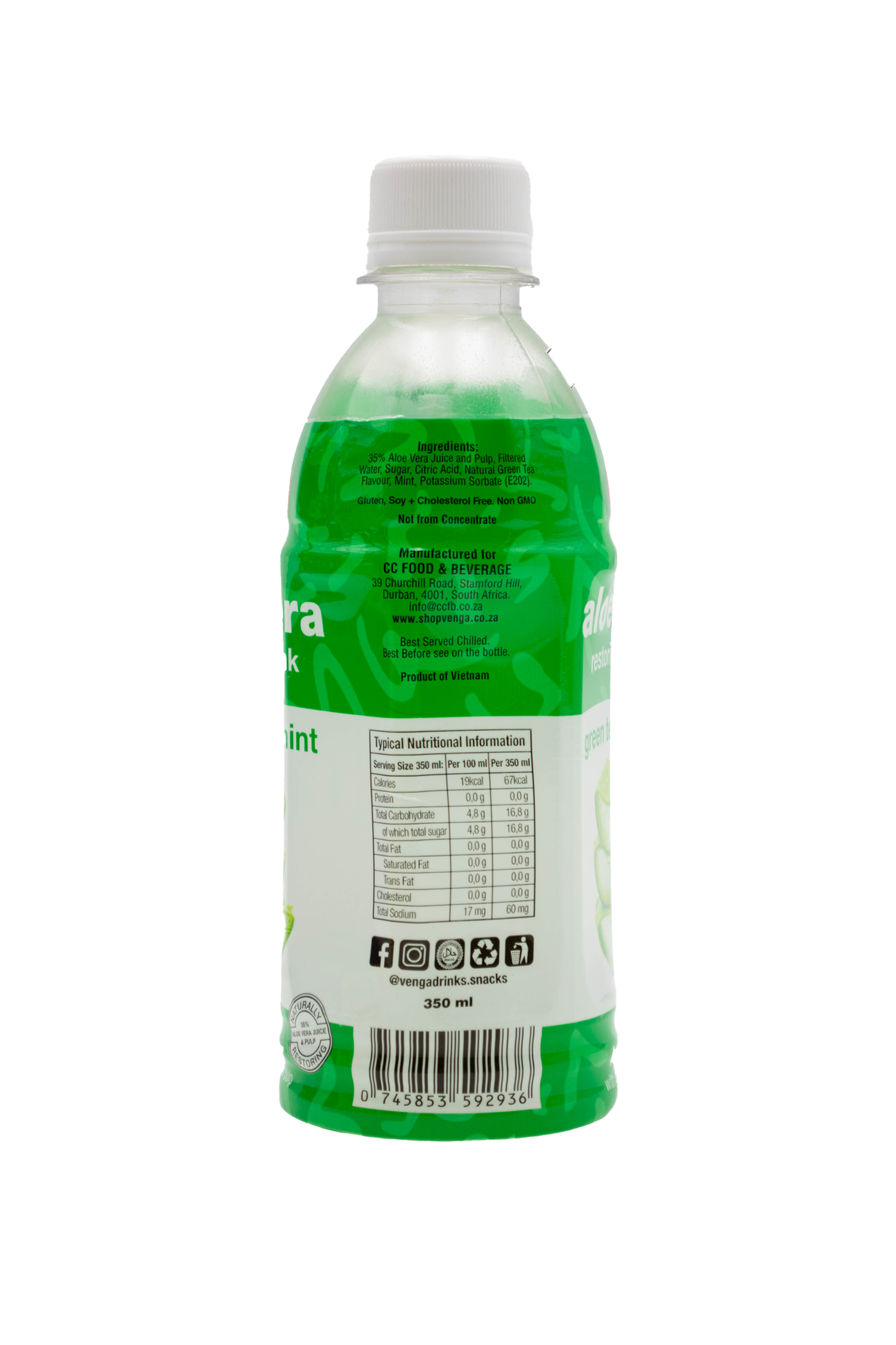 Aloe Vera Drink - Green Tea & Mint Flavour (350ml)